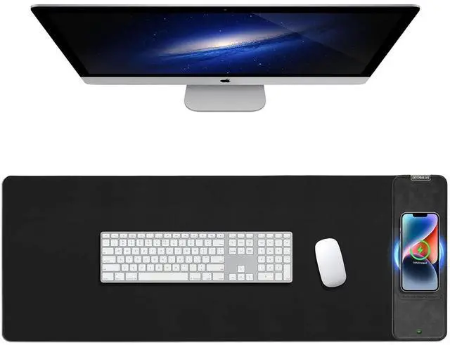 Main image of Mouse Pad with Wireless Charging, Black Mousepad Long Desk Mat, Large Gaming Mouse Pad, Soft Mouse Pad Gaming Desk Pad with Non-Slip Rubber Base, Extended Computer Keyboard Mat Office Mice Pad
