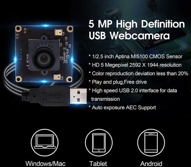 Alt view image 5 of 5 - Hotpet 4K Webcam Mini USB Camera with 100 Degree,Ultra HD 2160P Web Camera with Sony IMX317 Sensor Minicam Aluminum Case Webcamera UVC Support,Plug&Play for Windows,Android,Mac,Linux Web Cams