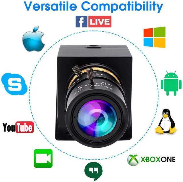 Alt view image 5 of 5 - Hotpet 5MP USB Camera 2.8-12mm Varifocal Lens HD 2592X1944 15fps Aptina Sensor Webcamera with Aluminum Mini Case, Streaming Webcam Conference Camera for Raspberry PI,Plug&Play