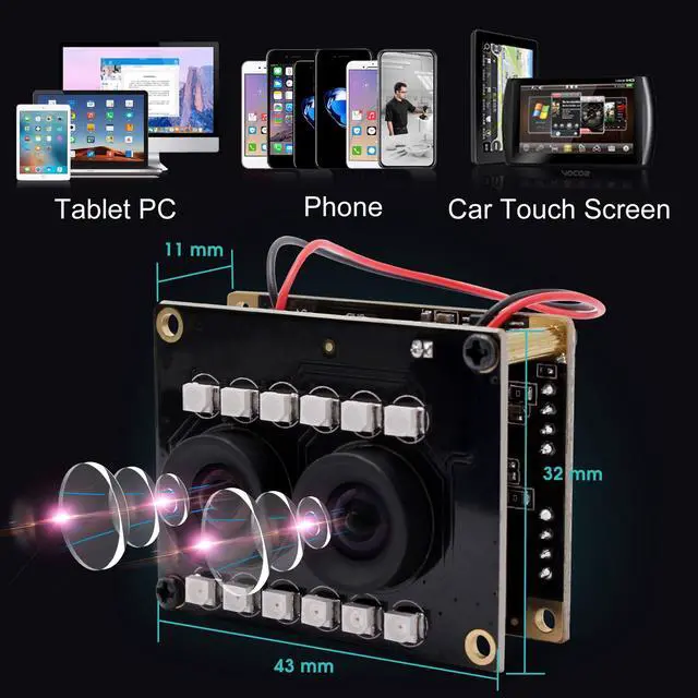 Alt view image 5 of 5 - Hotpet WDR Dual Lens 3D Stereo USB Camera 1080P Webcam with No Distortion Lens Aptina AR0230 2MP Night Visio IR Web Camera for Face Recognition,VR,Home Security,Biological Detection