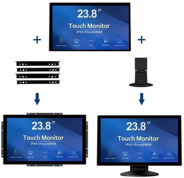 Alt view image 4 of 5 - GreenTouch 23.8 Inch 10 Points Open Frame PCAP Touchscreen Monitor - Industrial Touch Display -16:9 -TFT LCD