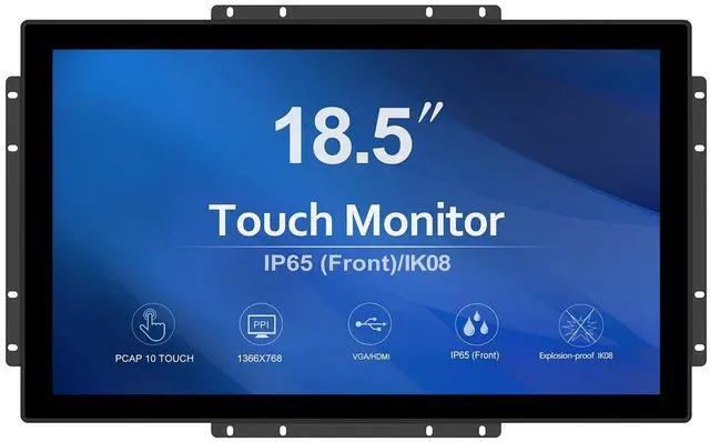 Main image of GreenTouch 18.5 Industrial Touch Monitor Open Frame, HDMI/VGA/DVI Interface, Built-in Speakers, Capacitive Touch Screen Technology