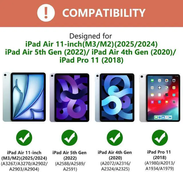 Alt view image 2 of 5 - KBCASE for iPad Air 11 inch (M3/M2) 2025/2024 Case with Keyboard, Keyboard Case for iPad Air 5th/4th Gen/for iPad Pro 11 2018, Detachable Wireless Keyboard Tablet Case with Pencil Holder(Champagne)