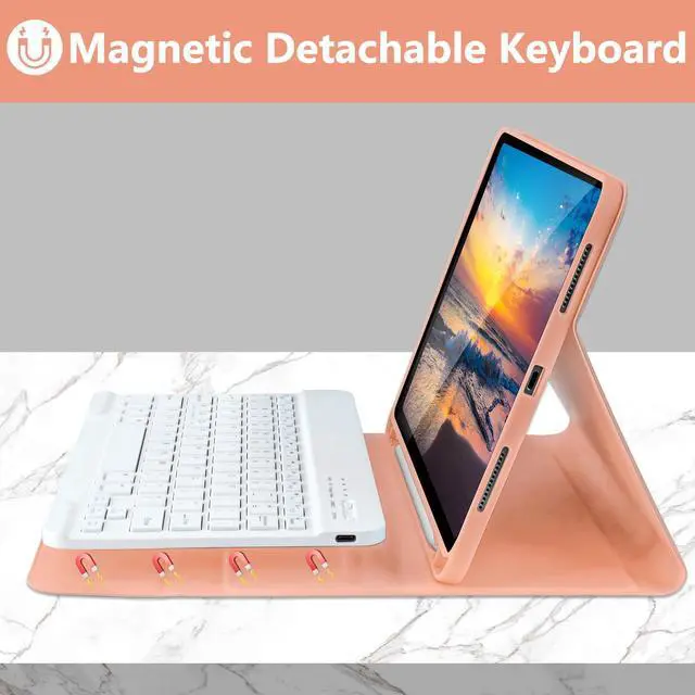 Alt view image 3 of 5 - KBCASE for iPad Air 11 inch (M3/M2) 2025/2024 Case with Keyboard, Keyboard Case for iPad Air 5th/4th Gen/for iPad Pro 11 2018, Detachable Wireless Keyboard Tablet Case with Pencil Holder(Champagne)