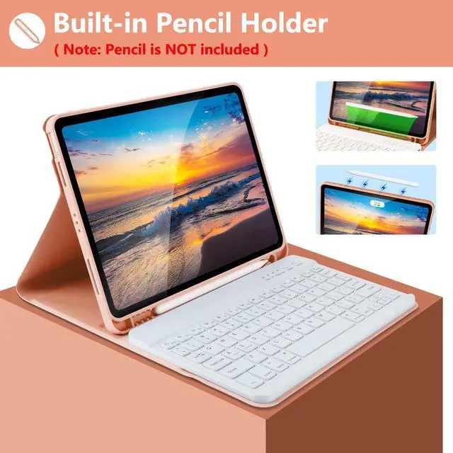 Alt view image 4 of 5 - KBCASE for iPad Air 11 inch (M3/M2) 2025/2024 Case with Keyboard, Keyboard Case for iPad Air 5th/4th Gen/for iPad Pro 11 2018, Detachable Wireless Keyboard Tablet Case with Pencil Holder(Champagne)