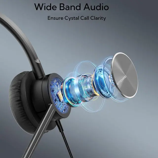 Alt view image 4 of 5 - Wired USB Headphones with Microphone for Laptop, Call Center Headset USB-A for Office, Noise Cancelling Headset for Dragon Dictation, Zoom,Teams Meeting, Google Meet, Skype Call