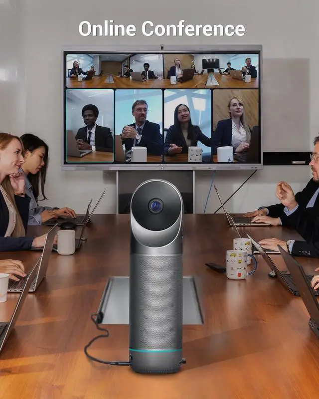 Alt view image 2 of 5 - KanDao Meeting Pro 360-degree Video Conference Camera with Microphones and Speakers, AI Tracking, Smart Zooming, Automatic Focus, 4-in-one Standalone Meeting Room Camera System, Wi-fi/HDMI/USB