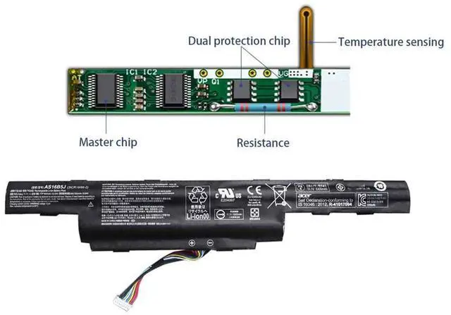 Alt view image 3 of 5 - AS16B5J AS16B8J 31CR19/66-2 3ICR19/66-2 3INR19/66-2 Laptop Battery Replacement for Acer Aspire 15.6" E5-575G E5-575G-53VG E5-575G-75MD E5-575-33BM E5-575G-57D4 E5-575G-5341(11.1V 62.2Wh 5600mAh)