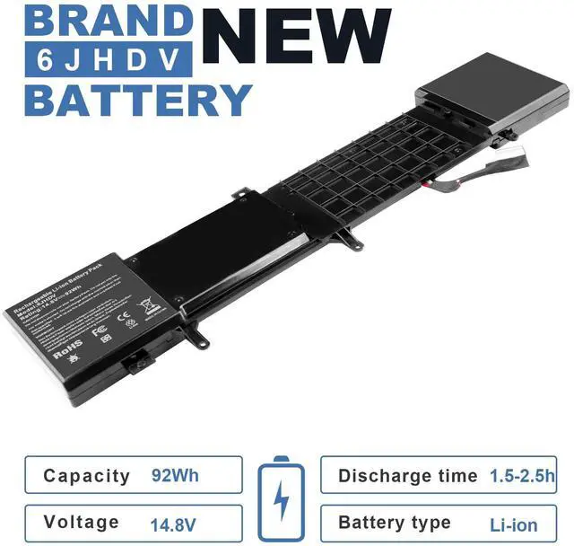 Alt view image 3 of 5 - Fancy Buying 8-Cell 92WH 6JHDV Notebook Battery for Dell Alienware 17 R3 P43F002 R2 P43F001 ALW17ED-1728 2728 3728 3828 4718 4738 AW17R3-3758SLV 7092SLV 4175SLV 8342SLV 1675SLV 6JHCY 5046J YKWXX