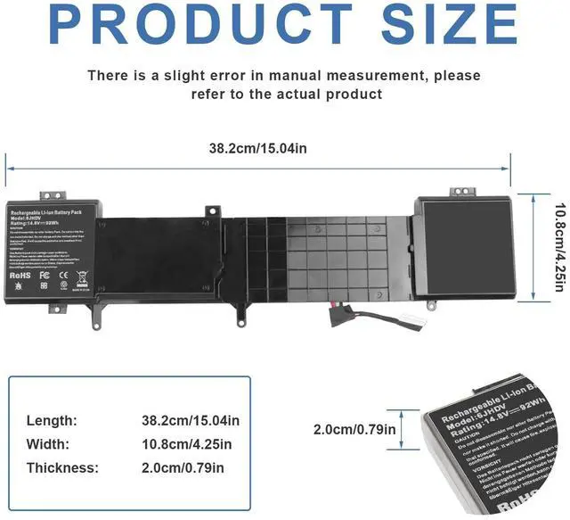 Alt view image 5 of 5 - Fancy Buying 8-Cell 92WH 6JHDV Notebook Battery for Dell Alienware 17 R3 P43F002 R2 P43F001 ALW17ED-1728 2728 3728 3828 4718 4738 AW17R3-3758SLV 7092SLV 4175SLV 8342SLV 1675SLV 6JHCY 5046J YKWXX