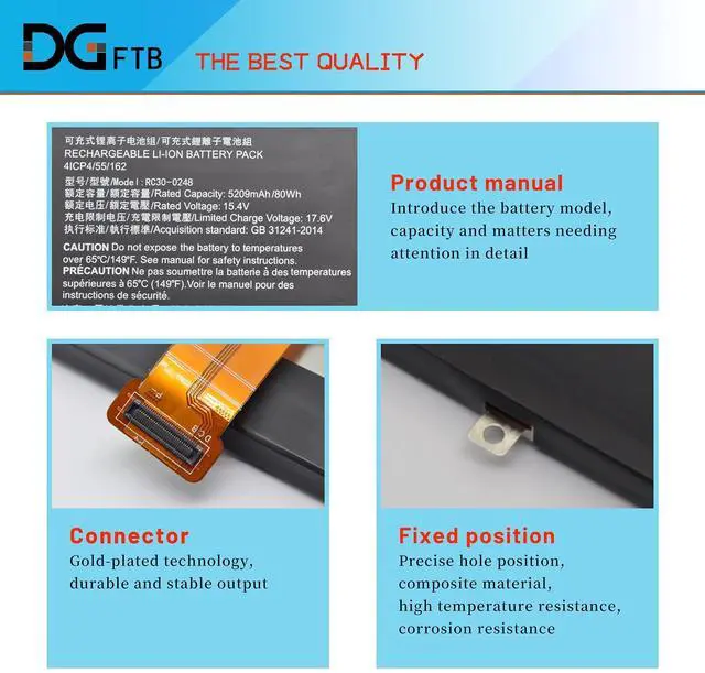 Alt view image 2 of 5 - DGTECH RC30-0248 Laptop Battery Compatible for Razer Blade 15 Advanced 2018 2019 2020 2021 RTX RZ09-02386E92 RZ09-02385 RZ09-02386 RZ09-02886 RZ09-02887 RZ09-02888 RZ09-0301 RZ09-0313 80Wh/5209mAh