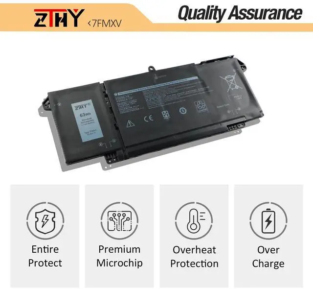 Alt view image 5 of 5 - 7FMXV 63Wh Laptop Battery Replacement for Dell Latitude 5320 7320 7420 7520 Latitude 5320 2-in-1/7320 2-in-1/7420 2-in-1 P133G P134G P135G P136G P138G P139G P110F TN2GY 9JM71 4M1JN 1PP63 15.2V 4-Cell