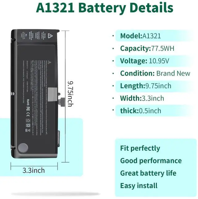 Alt view image 3 of 5 - DMKAOLLK A1321 A1286 Laptop Battery for MacBook Pro 15 Inch Mid 2009 Mid 2010, Replacement for MacBook Pro Battery A1321 A1286 MC371LL/A MC372LL/A MB985 MB986 MC118 77.5WH