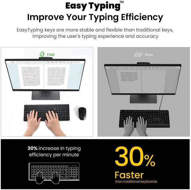 Alt view image 4 of 5 - cimetech EasyTyping KF10 Wireless Keyboard and Mouse Combo, [Silent Scissor Switch Keys][Labor-Saving Keys]Ultra Slim Wireless Computer Keyboard and Mouse, Easy Setup for PC/Laptop/Mac/Windows - Black