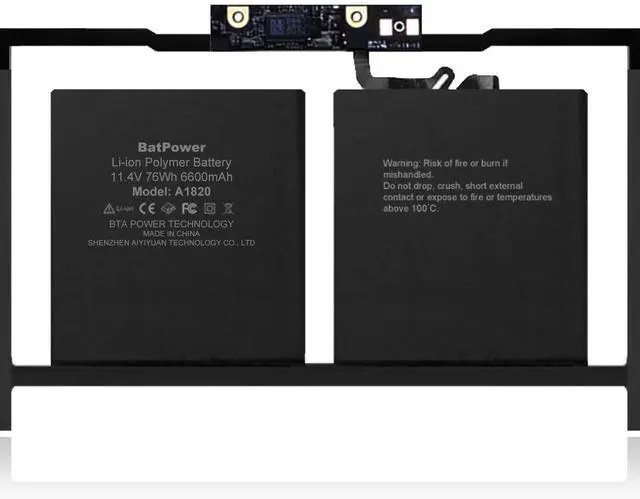 Alt view image 3 of 5 - BatPower A1820 Replacement Laptop Battery for Apple Late 2016 Mid 2017 MacBook Pro 15-inch Touch Bar A1707 EMC 3072 EMC 3162 Battery MacBook Pro 15" Touch Bar A1707 Apple A1820 Battery 76Wh