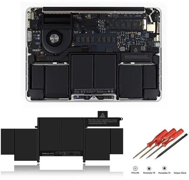 Alt view image 2 of 5 - BatPower A1582 Replacement Laptop Battery for Apple Early 2015 MacBook Pro 13-inch Retina A1502 EMC 2835 Battery MacBook Pro 13" A1502 Apple A1582 Battery 74.9Wh