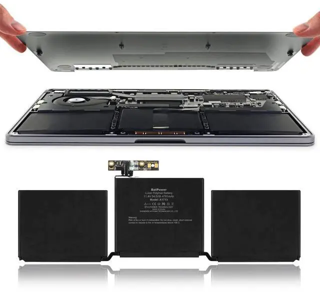 Alt view image 3 of 5 - BatPower A1713 Replacement Laptop Battery for Apple Late 2016 Mid 2017 MacBook Pro 13-inch A1708 EMC 2978 EMC 3164 Battery MacBook Pro 13" Two Thunderbolt 3 Ports A1708 Apple A1713 Battery 54.5Wh