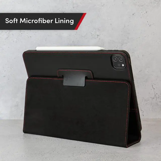 Alt view image 5 of 5 - Casemade Real Leather Case Compatible with iPad Pro 11 1st/2nd/3rd/4th Gen (2018/2020/2021/2022) - Full-Grain Leather Cover, Auto Sleep/Wake, Dual Stand Position (Black)