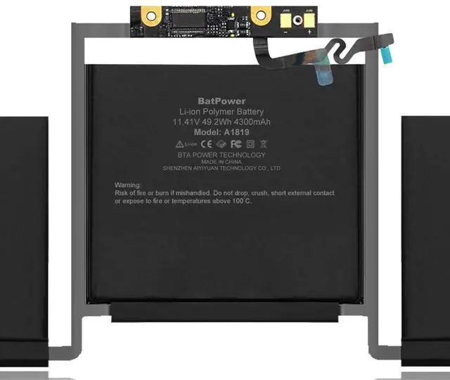 Alt view image 3 of 5 - BatPower A1819 Replacement Laptop Battery for Apple Late 2016 Mid 2017 MacBook Pro 13 A1706 EMC 3071 EMC 3163 Battery MacBook Pro 13" Four Thunderbolt 3 Ports A1706 Apple A1819 Battery 49.2Wh