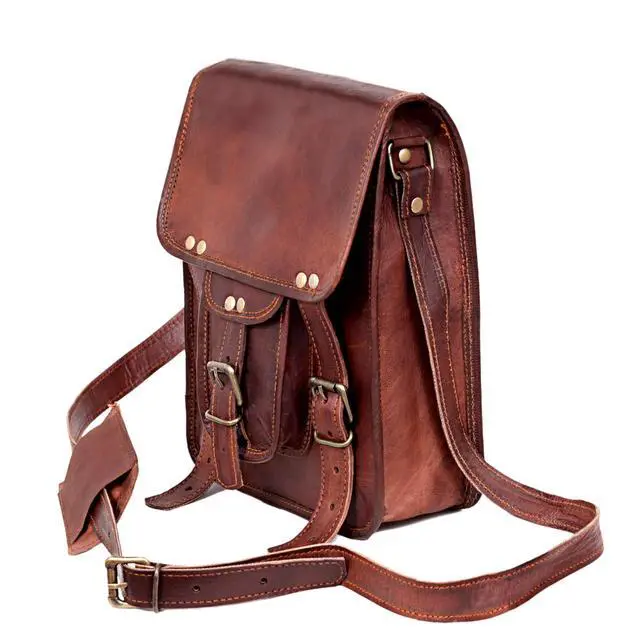 Alt view image 3 of 5 - Vintage Tablet Genuine Vintage Leather ipad/tab/Kindle Satchel Crossbody Shoulder Bag 11 Inch