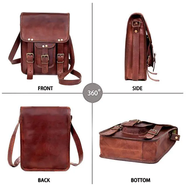Alt view image 5 of 5 - Vintage Tablet Genuine Vintage Leather ipad/tab/Kindle Satchel Crossbody Shoulder Bag 11 Inch