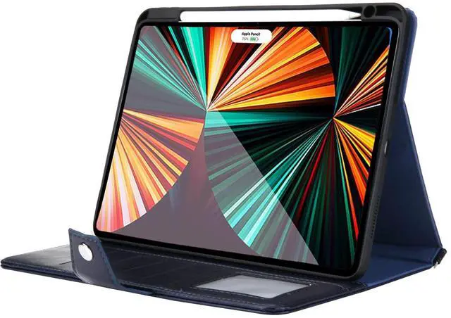 Alt view image 2 of 5 - JH 2020/2021 iPad Pro 11 Leather Case,iPad Pro 11 Case with Pencil Holder,Money Pocket, Shoulder/Hand Strap, Kickstand, Flip Cover with Auto Sleep/Wake (Black, 11 inch 006)