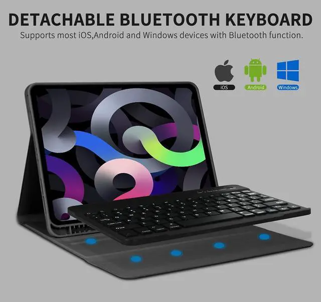 Alt view image 4 of 5 - Keyboard Case for iPad Air 11 inch (M3 2025 / M2 2024) & iPad Pro 11 inch (4th/3rd/2nd/1st) Gen - Magnetic Detachable Bluetooth Keyboard with Pencil Holder for 10.9" iPad Air 4th/5th Gen (Black)