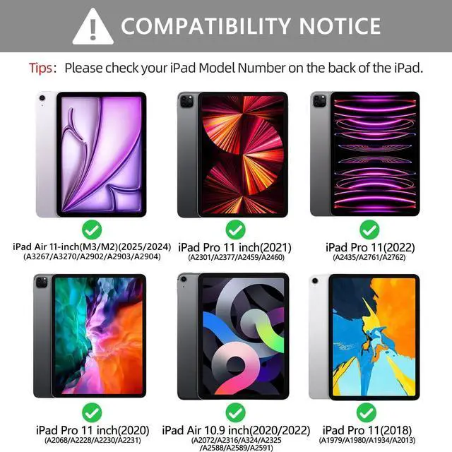 Alt view image 2 of 5 - Keyboard Case for iPad Air 11 inch (M3 2025 / M2 2024) & iPad Pro 11 inch (4th/3rd/2nd/1st) Gen - Magnetic Detachable Bluetooth Keyboard with Pencil Holder for 10.9" iPad Air 4th/5th Gen (Gray)