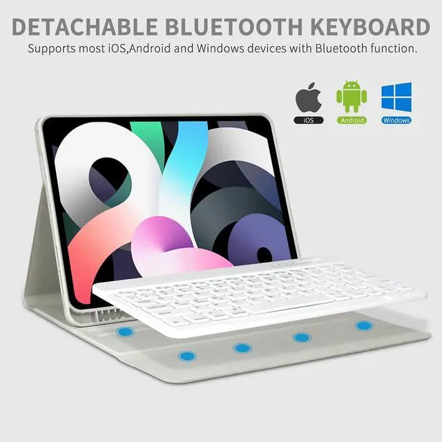 Alt view image 4 of 5 - Keyboard Case for iPad Air 11 inch (M3 2025 / M2 2024) & iPad Pro 11 inch (4th/3rd/2nd/1st) Gen - Magnetic Detachable Bluetooth Keyboard with Pencil Holder for 10.9" iPad Air 4th/5th Gen (Gray)