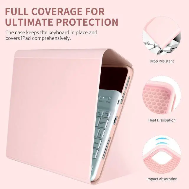 Alt view image 3 of 5 - Keyboard Case for iPad Air 11 inch (M3 2025 / M2 2024) & iPad Pro 11 inch (4th/3rd/2nd/1st) Gen - Magnetic Detachable Bluetooth Keyboard with Pencil Holder for 10.9" iPad Air 4th/5th Gen (Pink)