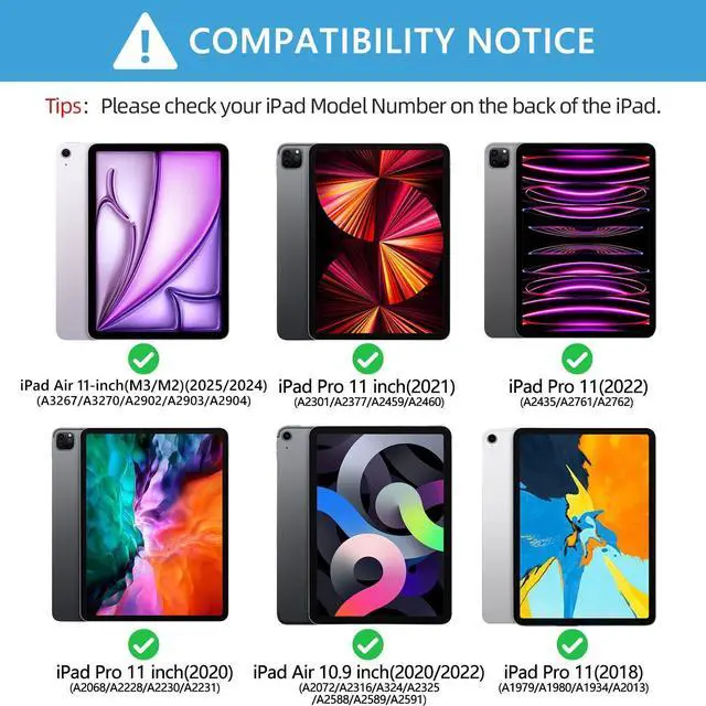 Alt view image 2 of 5 - Keyboard Case for iPad Air 11 inch (M3 2025 / M2 2024) & iPad Pro 11 inch (4th/3rd/2nd/1st) Gen - Magnetic Detachable Bluetooth Keyboard with Pencil Holder for 10.9" iPad Air 4th/5th Gen (Sky Blue)