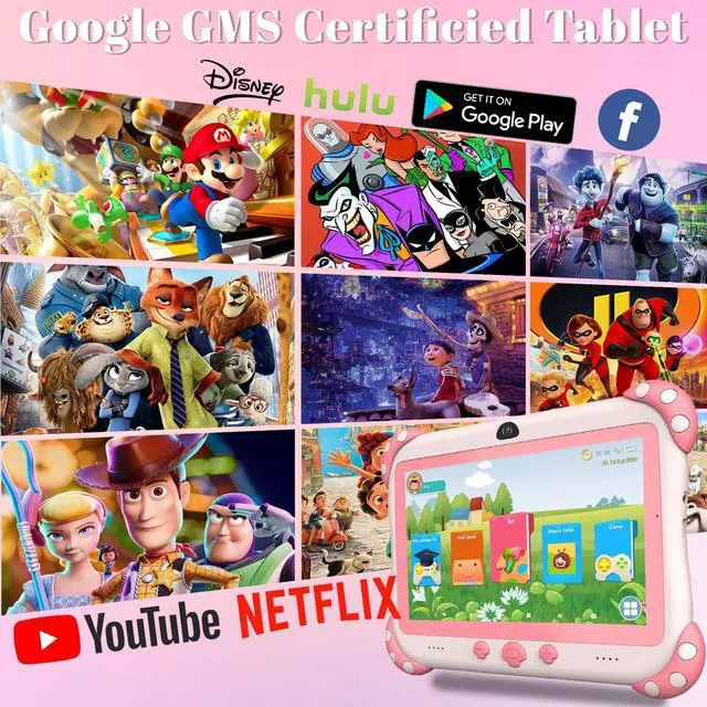 Alt view image 3 of 5 - Kids Tablet 7 inch Tablet for Kids Wifi Kids Tablets 32G Android 10 Dual Camera Educational Games Parental Control, Toddler Tablet with Kids Software Pre-Installed Kid-Proof YouTube Netflix (Pink)