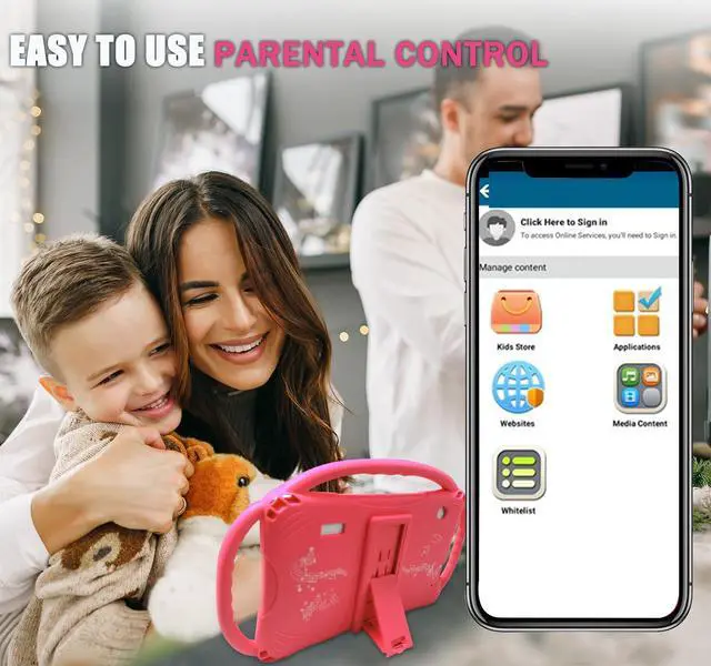 Alt view image 3 of 5 - TOPELOTEK Kids Tablet 7 inch Toddler Tablet for Kids 3-7 WiFi Android 32GB Kids Tablets Kids Learning Educational APP Pre-Installed YouTube Netflix Parental Control Kid-Proof Case