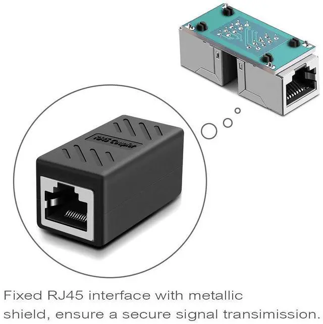Alt view image 3 of 5 - Y.D.F RJ45 Coupler, Ethernet Connectors, Shielded in-Line Coupler for Cat7/Cat6/Cat5e/Cat5 Ethernet Cable Extender Connector - Female to Female (Black-20 Pack)