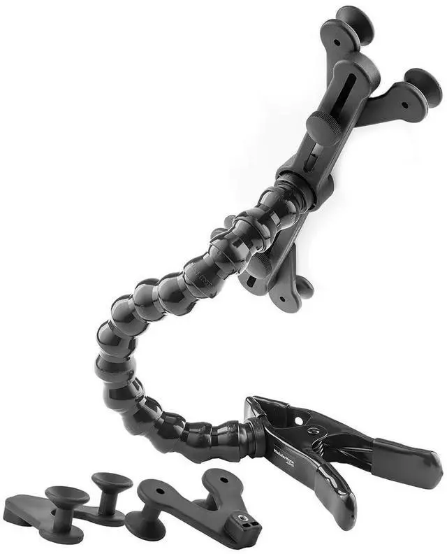 Alt view image 2 of 5 - ModularHose Tablet Holder with Heavy Duty Spring Clamp (Opens to 2"), Compatible with Tablets and Cases up to 14.25" (iPad, iPad Air, iPad Pro 11, Samsung Tab, Microsoft Surface), 14" Arm