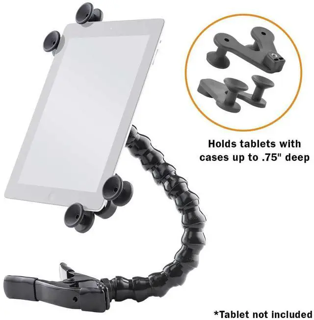 Alt view image 3 of 5 - ModularHose Tablet Holder with Heavy Duty Spring Clamp (Opens to 2"), Compatible with Tablets and Cases up to 14.25" (iPad, iPad Air, iPad Pro 11, Samsung Tab, Microsoft Surface), 14" Arm