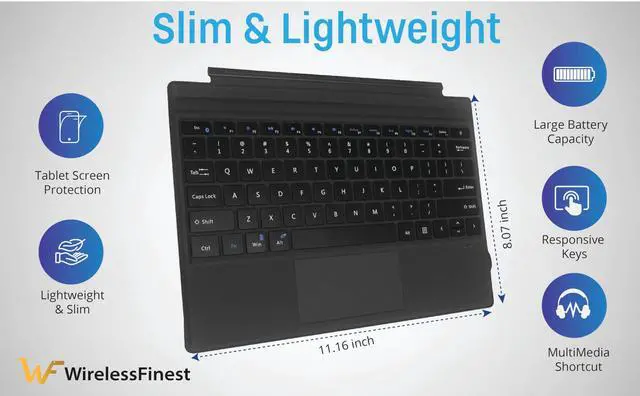 Alt view image 4 of 5 - Keyboard Replacement Type Cover Trackpad Mouse for Microsoft Surface Pro 7+ 7 Pro 6 Pro 5 Pro 4 Pro 3 Ergonomic Portable Slim Wireless Bluetooth Rechargeable