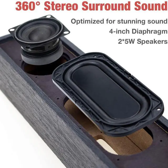 Alt view image 3 of 5 - MICA Computer Speakers, Wired Computer Sound Bar, Wooden Mini Soundbar, USB Powered PC Speakers 3.5mm AUX & PC Input (Black)