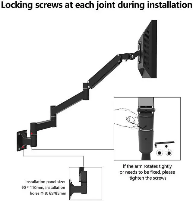 Alt view image 5 of 5 - NBGYS Adjustable TV Wall Mount Bracket with Extended Arm, Ideal for 17-21 Inch Screens, VESA 75x75mm, 100x100mm, Perfect for Bedroom or Workspace, Swivel Design, Holds up to 5.5kgs