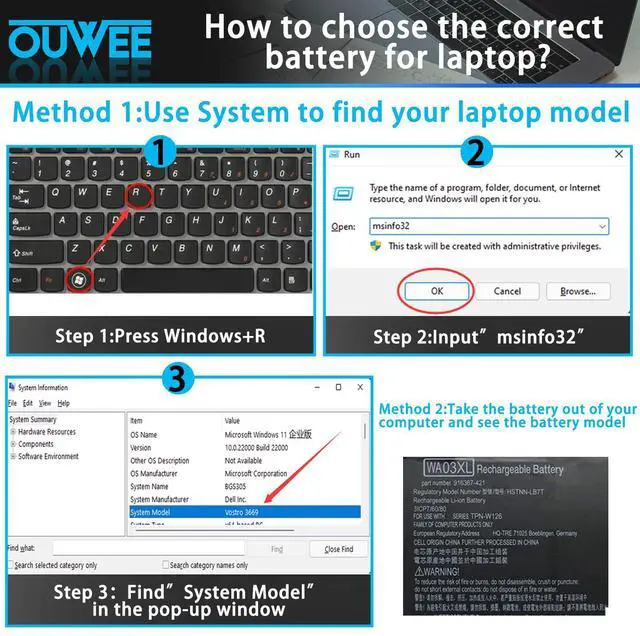 Alt view image 4 of 5 - OUWEE WA03XL Laptop Battery Compatible with HP Pavilion X360 14-BA 15-BK 15-BR 15-BR001TX Series HSTNN-LB7T HSTNN-UB7H TPN-W126 916367-541 916367-421 916812-055 916812-855 WAO3XL 11.4V 48.01Wh