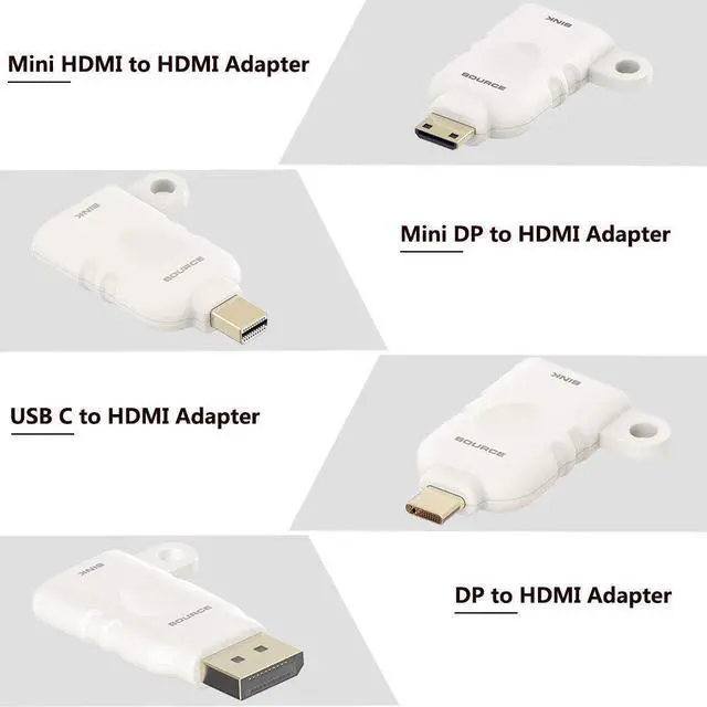 Alt view image 3 of 5 - Universal HDMI Adapter Ring Kit with Security Loop-4K USB C, Displayport,Mini DP, Mini HDMI to HDMI Office Video Converter. Four Adapters with Key Security loop.Universal HDMI Adapter Kit, HDMI Ring