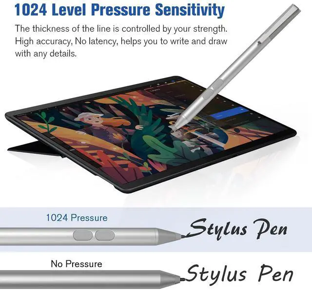 Alt view image 3 of 5 - Stylus Pen with MPP Protocol (2500h Battery Life) for Microsoft Surface/HP/ASUS/Dell Touchscreen Laptops, AAAA Battery, Palm Rejection & 1024 Pressure Levels for Creators Students Doers