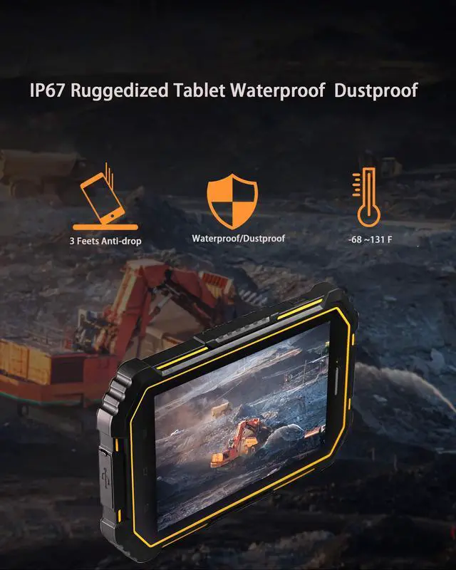 Alt view image 4 of 5 - Bix Rugged Android Tablet, 7" IP68 Water Resistant Ruggedized Tablet with Octa-Core CPU, 4GB RAM,64GB Storage, Wi-Fi, NFC,13 Mega Camera,Waterproof Tablet for Enterprise Mobile Field Work