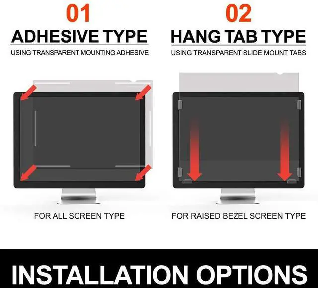Alt view image 4 of 5 - YES2B 23.8 Inch Monitor Privacy Screen Filter for 16:9 Widescreen Display - Computer, Monitor, Desktop PC, Anti Spy, Blue Light Blocking and Anti Glare Protector, Anti-Peeping Shield, Made in Korea