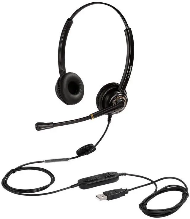Main image of USB Headset with Microphone Noise Cancelling and Volume Controls, Computer PC Headphone with Voice Recognition Mic Works for Dragon Teams Zoom Skype Softphones Conference Calls Online Education etc