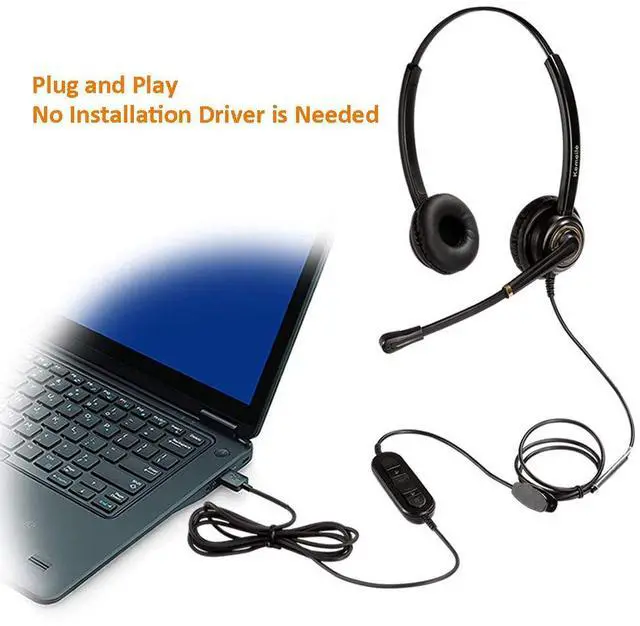 Alt view image 2 of 5 - USB Headset with Microphone Noise Cancelling and Volume Controls, Computer PC Headphone with Voice Recognition Mic Works for Dragon Teams Zoom Skype Softphones Conference Calls Online Education etc