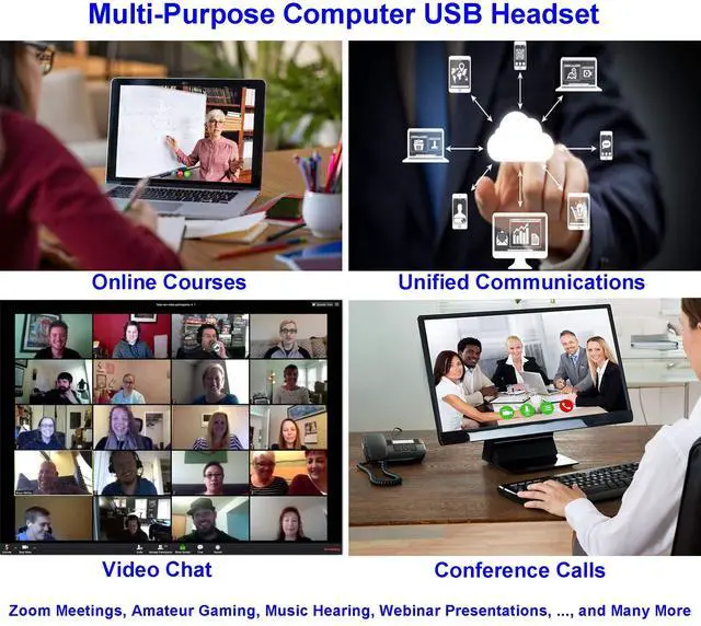 Alt view image 5 of 5 - USB Headset with Microphone Noise Cancelling and Volume Controls, Computer PC Headphone with Voice Recognition Mic Works for Dragon Teams Zoom Skype Softphones Conference Calls Online Education etc