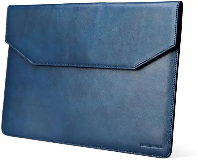 Main image of Kasper Maison Premium 14 inch Genuine Leather Laptop Sleeve Case - Compatible with MacBook Air M3/M2 (2023-2024) & MacBook Pro M4/M3/M2/M1 (2021-2024), HP Envy x360 Sleeve - Blue