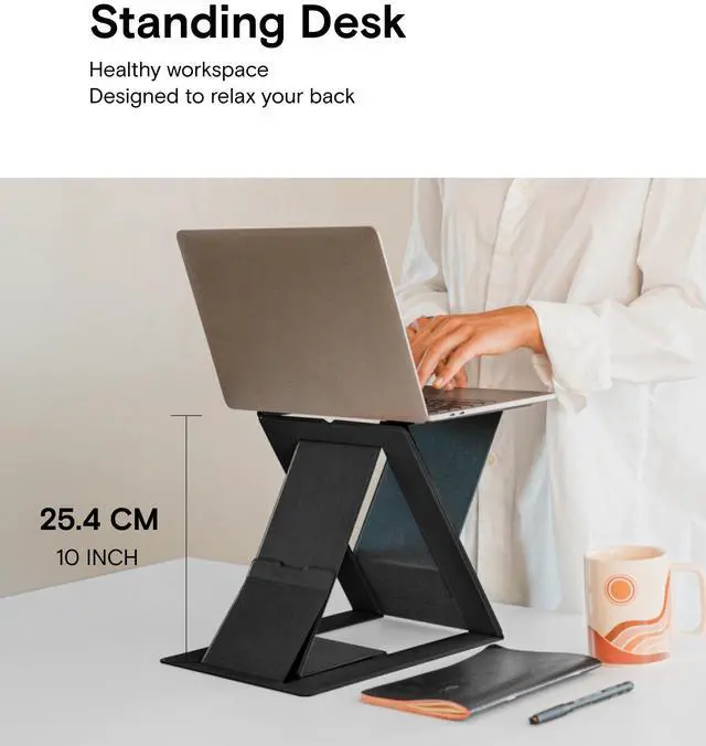 Alt view image 3 of 5 - MOFT Folding Laptop Stand Lap Desk, Portable & Mini Computer Stand Laptop Desk for Travel and Home Office, Ergonomic Design with Adjustable Viewing Angles, Lightweight Computer Cooling Riser, Black
