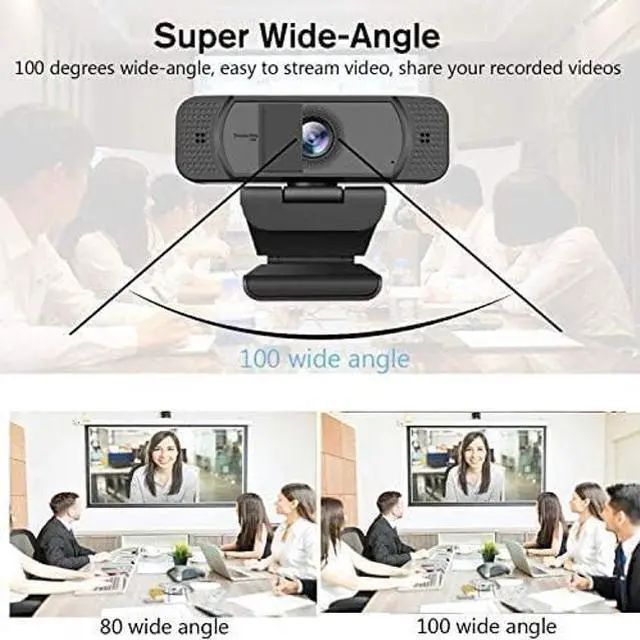 Alt view image 4 of 5 - 1080P Webcam with Microphone for PC Streaming, Web Camera for Desktop with Privacy Cover, 100° Wide Angle, Auto Light Correction, USB Plug&Play Web Cam for OBS/Gaming/Zoom/Skype/FaceTime/Teams/Twitch